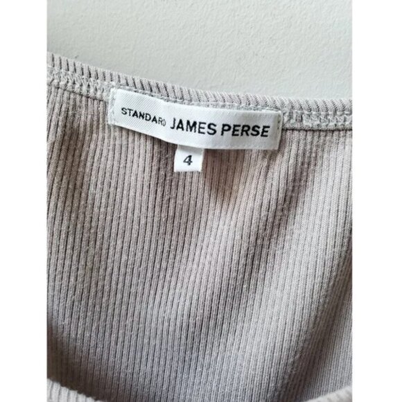James Perse Medium Weight Ribbed Scoop Neck Daily Tank in Taupe Size 4 L XL - Picture 2 of 3